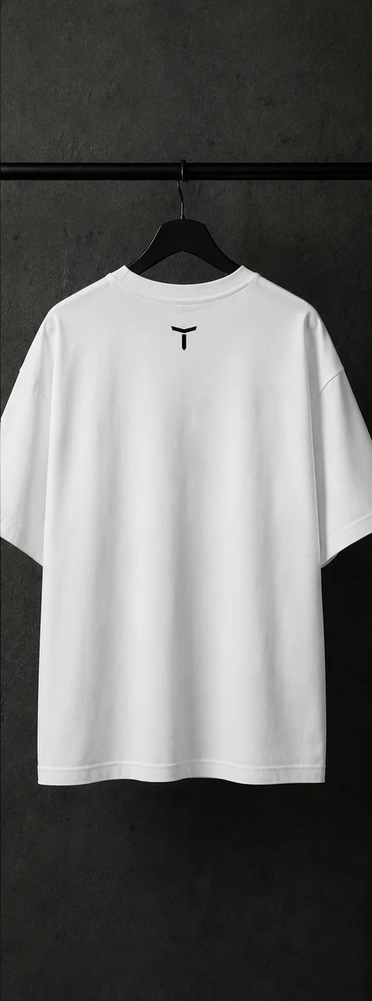 T-shirt TAWBA blanc, dos avec le symbole T sous le col